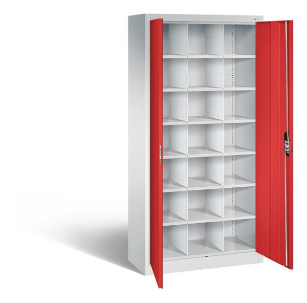C+P Büro-Fächerschrank Acurado, H1950xB930xT400mm, Farbe: Lichtgrau / feuerrot, Muldengriff, 9260-410 S10294