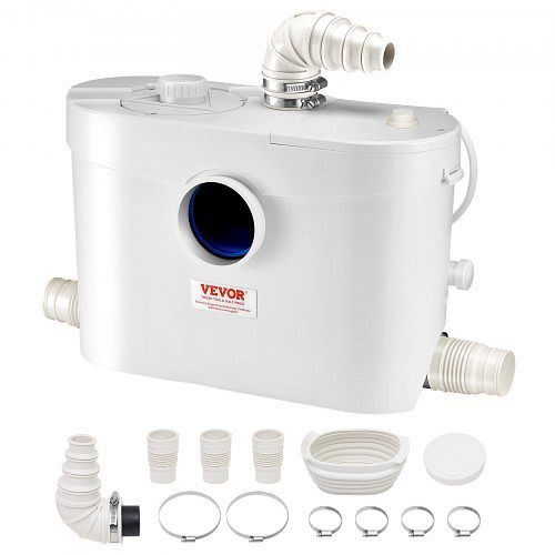 VEVOR Hebeanlage, 900W, 180 L/min, 12 m Förderhöhe, 4 Wassereinlässe, für Toilette, Keller, Dusche, Waschbecken, Badewanne, MTJZBXWG900WR927VV2