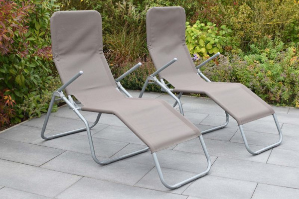 Merxx Wellnessliege XXL, 2er Set, besonders große Grundmaße, Silber/taupe, Stahlgestell mit Textilbespannung, 51130-325