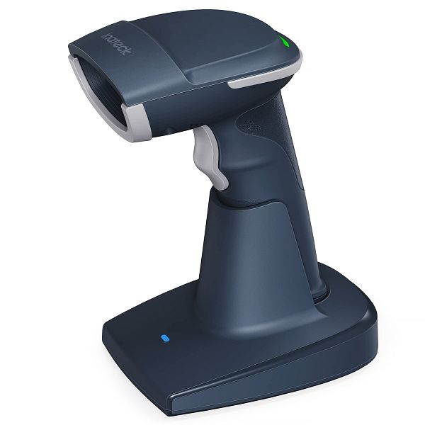 inateck 2D-Drahtlos-Barcode-Scanner, Bluetooth 5.0, 2,4 GHz intelligente Ladestation, Bildschirmscanning, BCST-54_blue