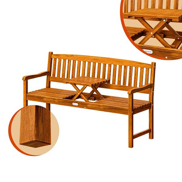 casaria Gartenbank Picknick mit Tisch Eukalyptus FSC®-zertifiziert, 101013