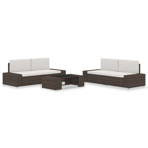 vidaXL 5-teilig Garten-Lounge-Set Poly Rattan Braun, 3054587