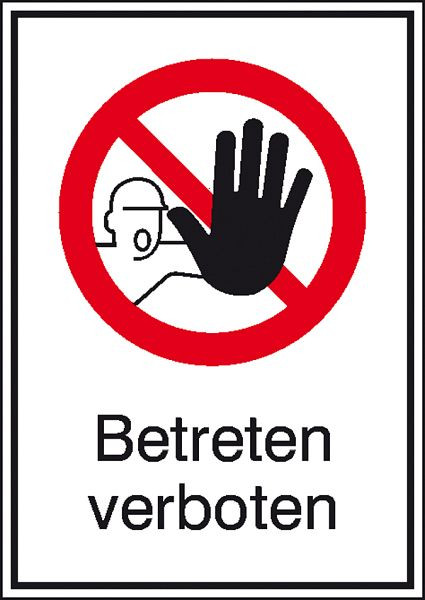 SafetyMarking Verbots-Kombischild, Betreten verboten, BxH 13,1x18,5 cm, Aluminium, 11.1140