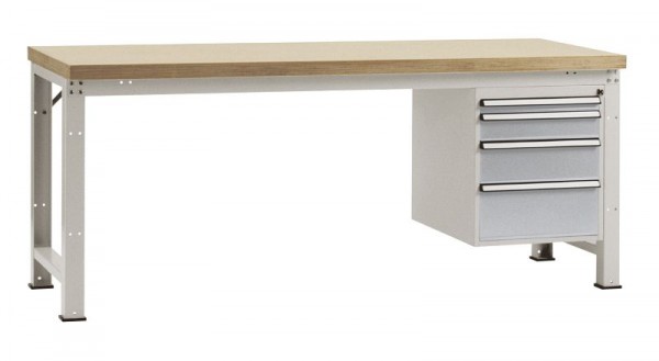 Manuflex Komplett-Werkbank Grund PROFI Standard mit Multiplex-Platte, BxTxH = 2000 x 700 x 840 mm, Alusilber, WP5624.9006