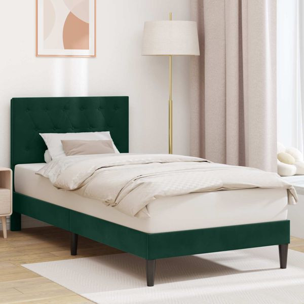 vidaXL Bettrahmen mit Kopfteil Dunkelgrün 80 x 200 cm Samt, 42027627