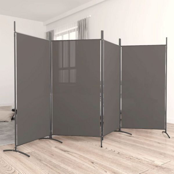 vidaXL 4-teilig Paravent Anthrazit 346x180 cm Stoff, 350264