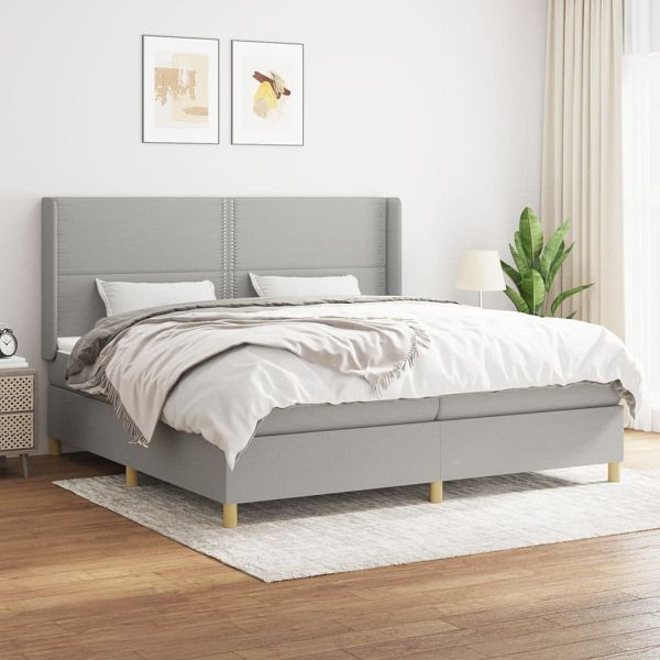 vidaXL Boxspringbett mit Matratze Hellgrau 200x200 cm Stoff, 3131937