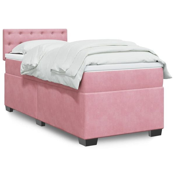vidaXL Boxspringbett mit Matratze Rosa 80x200 cm Samt, 3288479