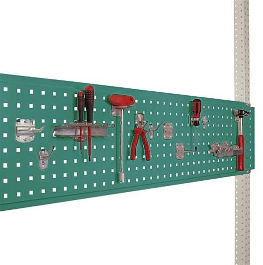 Manuflex Werkzeug-Lochplatte für Stahl-Aufbauportale, Nutzhöhe = 300 mm, für Tischbreite 1000 mm, Graugrün, ZB3341.0001