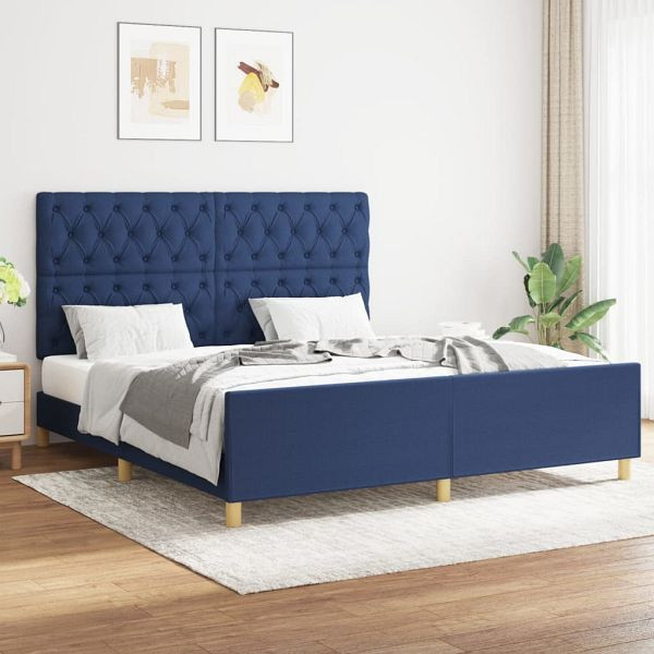vidaXL Bettgestell mit Kopfteil Blau 160x200 cm Stoff, 3125314