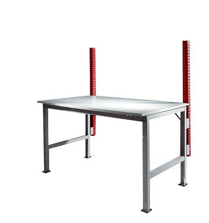 Manuflex Grund-Aufbausäulen für UNIVERSAL + PROFI Standard Grundtische, Nutzhöhe 600 mm, Rubinrot, ZB3781.3003