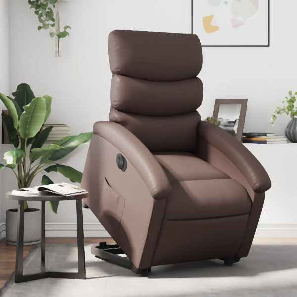 vidaXL Relaxsessel mit Aufstehhilfe Elektrisch Braun Kunstleder, 3204056