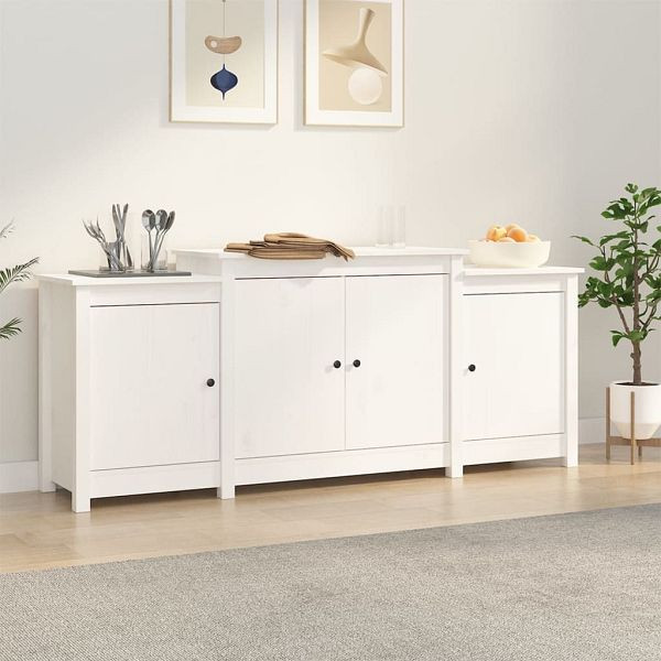 vidaXL Sideboard Weiß 164x37x68 cm Massivholz Kiefer, 821493