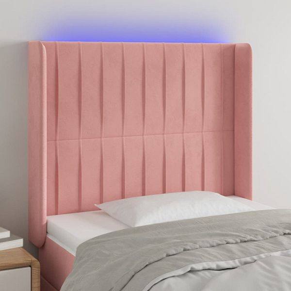 vidaXL LED Kopfteil Rosa 93x16x118/128 cm Samt, 3124327