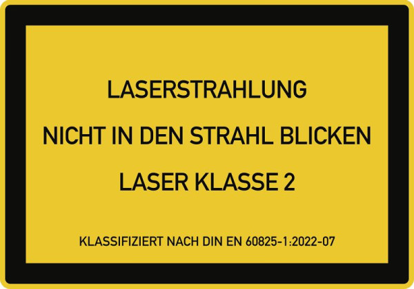 Moedel LASER KLASSE 2 DIN 60825-1, Textschild, Folie, 200x140 mm, 59706