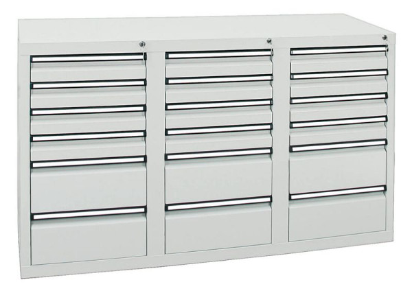 stumpf Schubladenschrank Serie STS 410, RAL 7035/7035, 18 Schubladen (12x100, 6x200 mm), 7103507