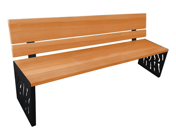 Procity Sitzbank Venedig Aus Stahl & Holz, Rücklehne Holz, helle Eiche/RAL 9005, 209416.9005.CHEC