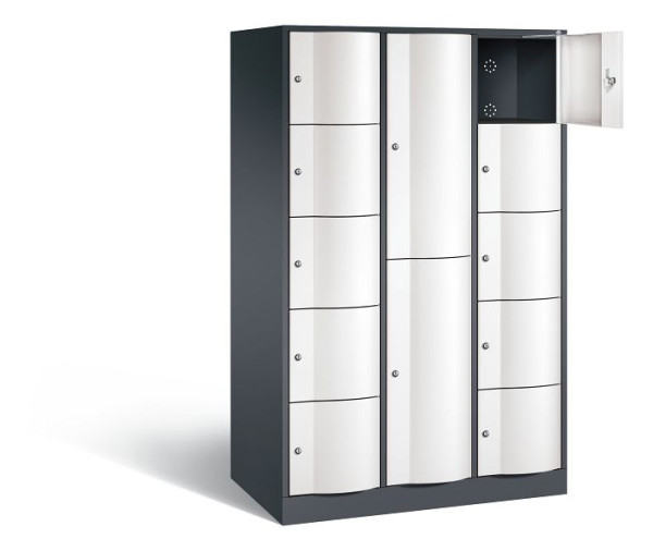 C+P Kombi-Schließfachschrank Resisto, H1950xB1148xT640mm, Farbe: Schwarzgrau / Verkehrsweiß, 8070-3731 S10023