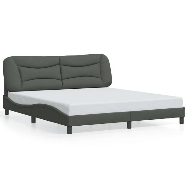 vidaXL Bettgestell mit LED Dunkelgrau 180x200 cm Stoff, 3213719
