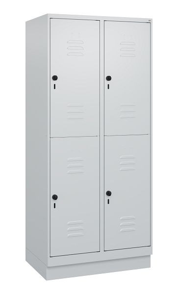 C+P Doppelstöckiger Spind Classic PLUS, Sockel, 2 Abteile, 1800x800x500mm, 7035/7035, Drehriegel, 0803207-22 S10009