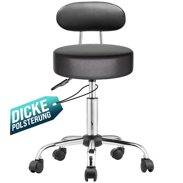 casaria Rollhocker Schwarz 360° drehbar mit Rückenlehne, 106567