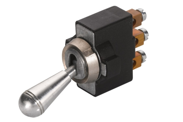 HELLA Schalter, S28, Kippbetätigung, Anschlussanzahl: 3, Schraubkontakt, Bohrung-Ø: 12.5mm, Farbe: chrom, 6FG 002 312-001