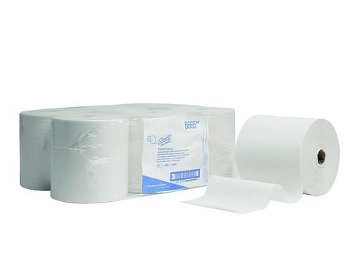 Kimberly-Clark Rollenhandtücher SCOTT® Performance, 6665, weiß, 1-lagig, 6 Rollen à 200 m, 308881