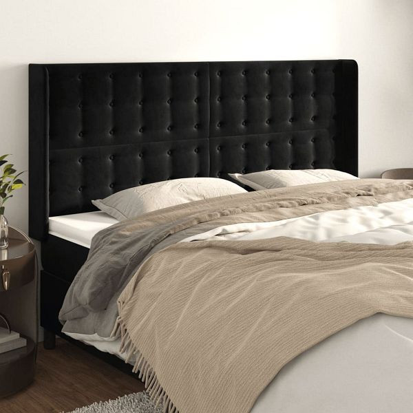 vidaXL Kopfteil mit Ohren Schwarz 163x16x118/128 cm Samt, 3120070