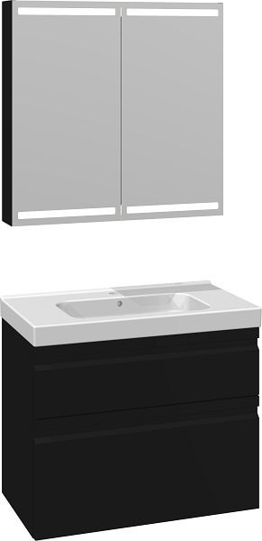 Dansani Luna 81 cm Menuet Set mit Spiegelschrank, Aschgrau, LU-516434