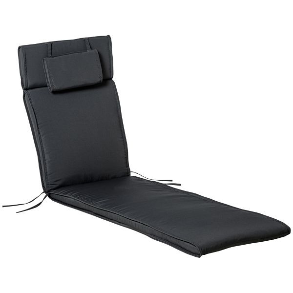 Outsunny Liegenauflage Liegenpolster Gartenliege mit Kopfkissen abnehmbar Bezug Grau 198 x 53 x 5 cm NUR Kissen, 84B-304GY