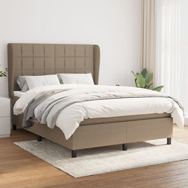 vidaXL Boxspringbett mit Matratze Taupe 140x190 cm Stoff, 3127961