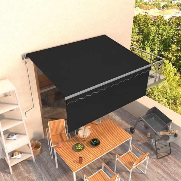 vidaXL Markise Automatisch Einziehbar mit Volant 3,5x2,5 m Anthrazit, 3069409