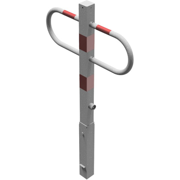 Stein HGS Durchgangs- und Parkplatzsperre mit Dreikantverschluss nach DIN 3223, verzinkt mit roten Leuchtstreifen, 471f