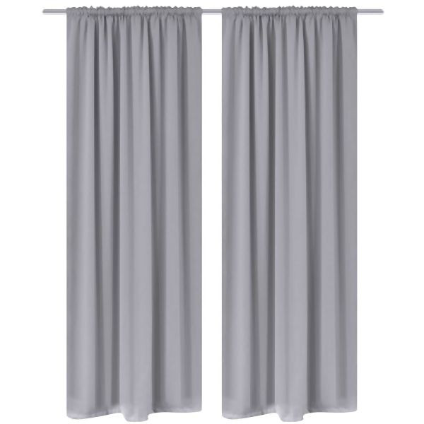 vidaXL 2 Stück Grau Verdunkelungs-Vorhänge mit Schlitzkopf 135 x 245 cm, 130376