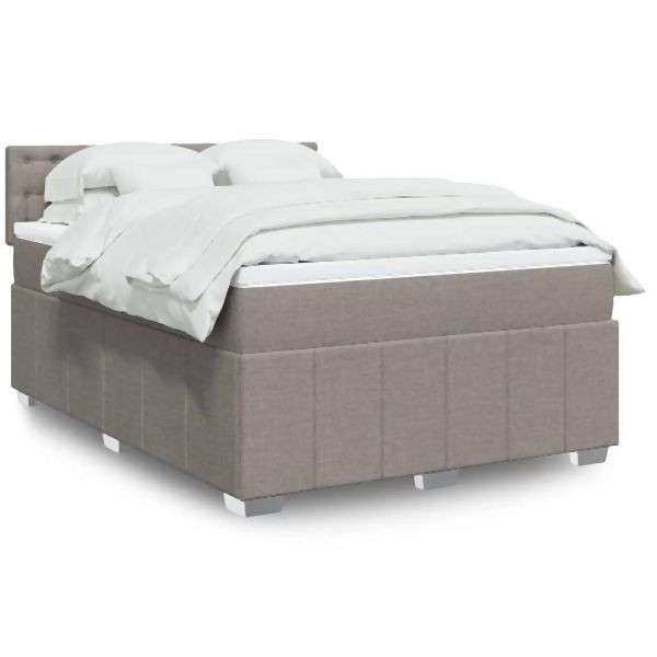 vidaXL Boxspringbett mit Matratze Taupe 140x190 cm Stoff, 3287081