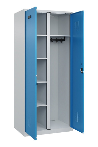 C+P Wäsche-/Garderobenspind Evolo PLUS, 2 Abteile, 1850x800x500mm, 7035/5012, Zylinderschloss, 049600-22 S10034