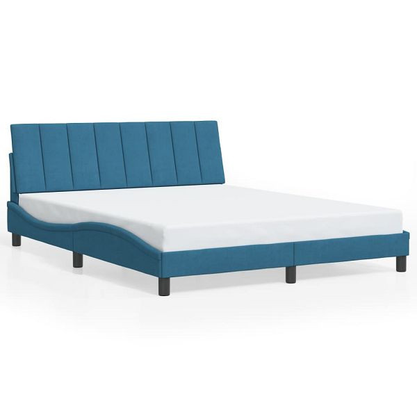 vidaXL Bettgestell mit Kopfteil Blau 160x200 cm Samt, 3207859