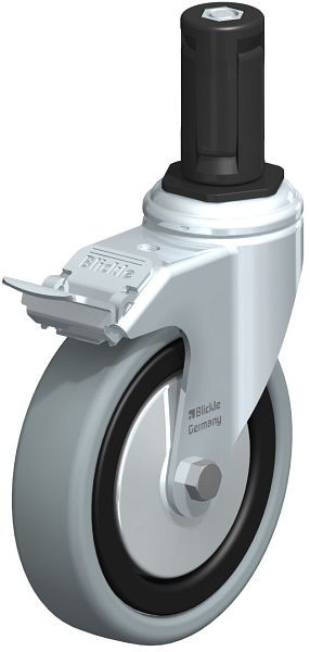 Blickle LKRA-VPA 126G-11-FI-FA-ER14 Apparate-Lenkrolle mit Expander & Feststeller, Vollgummi, Grau, 848349