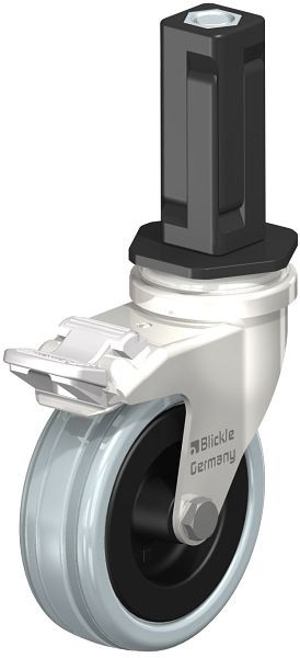 Blickle LRXA-VPA 75G-FI-EXV03 Edelstahl-Apparate-Lenkrolle mit Expander & Feststeller, Vollgummi, Grau, 856431