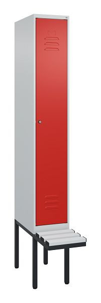 C+P Umkleidespind Classic PLUS, 2120x300x815mm, 7035/3020, Zylinderschloss, je 2 Doppel-Haken, 0800407-10F S10017