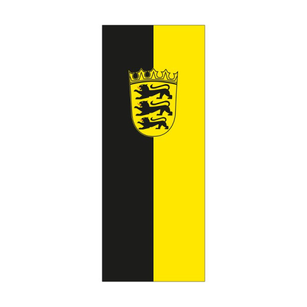 Stein HGS Landesflagge Baden-Württemberg, 300 x 120 cm (Hochformat), mit Karabiner, FlagTop 110 g/m², für Fahnenmasten 7 m, mit Hohlsaum für Ø 4 cm Ausleger, 26106