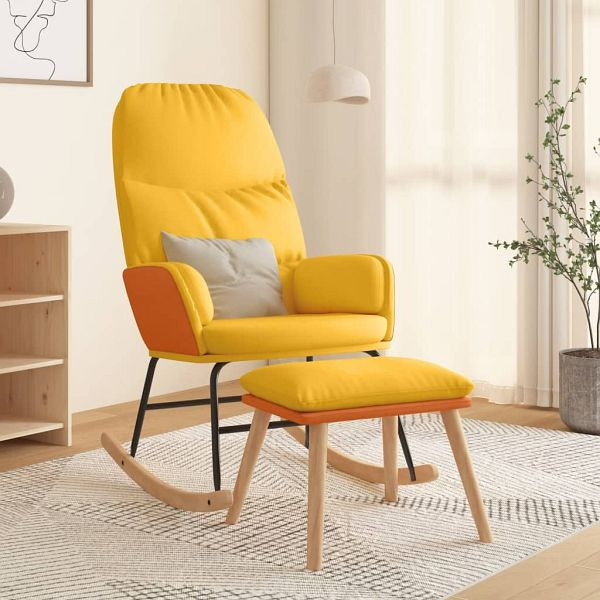 vidaXL Schaukelsessel mit Hocker Senfgelb Stoff, 3097407