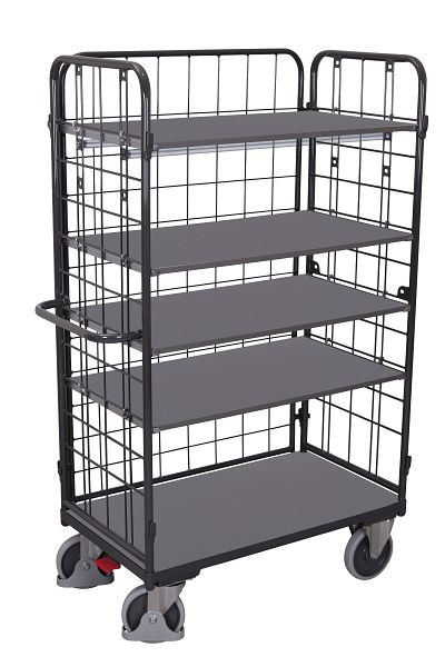 VARIOfit Etagenwagen hoch, Außenmaße: 1.390 x 825 x 1.820 mm, RAL 7016 anthrazitgrau, 4 variable Etagenböden, sw-800.305/AG