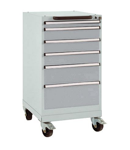 Manuflex Schubfachschrank BASETEC mobil, Nutzhöhe 700 mm mit 6 Schubfächern, in alusilber ähnlich RAL 9006, SP1108.9006