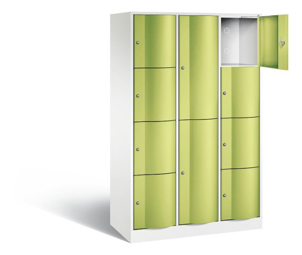 C+P Kombi-Schließfachschrank Resisto, H1950xB1148xT540mm, Farbe: Verkehrsweiß / Viridingrün, 8070-3723 S10035