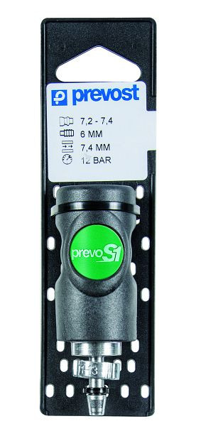 Prevost Kupplung 7,2-7,4 für Schlauchanschluss + Ohrklemme auf Lochplatte, für Schlauch mit Innen-Ø= 6 mm, Ohrklemme= 1113, ESI 071806CP