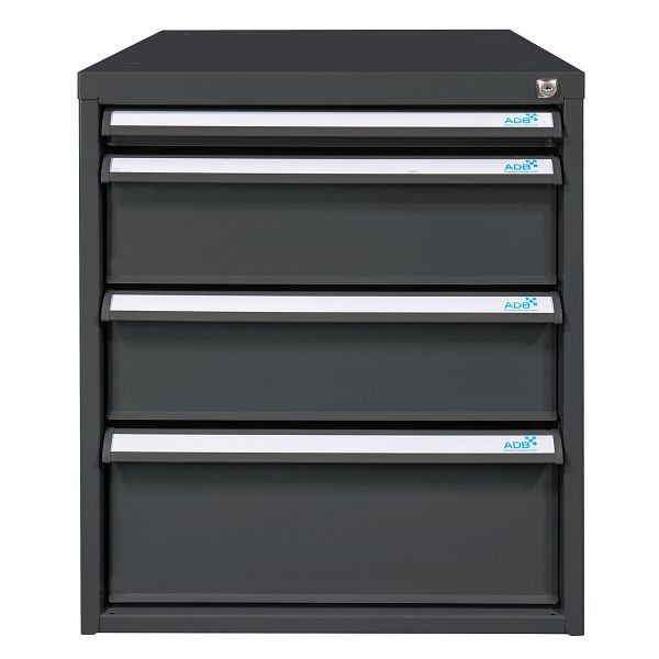 ADB Schubladenbox 550 mm, 4 Schubladen, H 650 x B 531,5 x 700 mm, RAL7016, 50524