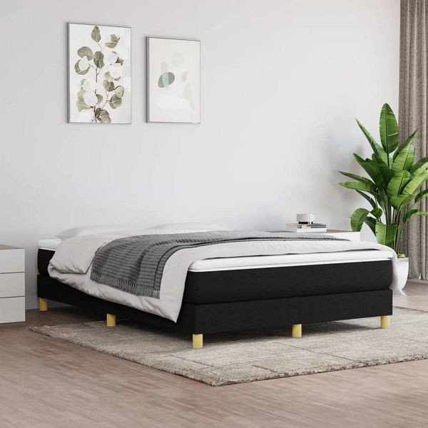 vidaXL Boxspringbett mit Matratze Schwarz 140x200 cm Stoff, 3144177