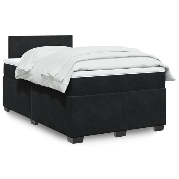 vidaXL Boxspringbett mit Matratze Schwarz 120x200 cm Samt, 3288578
