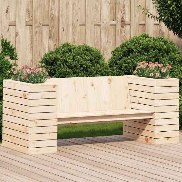 vidaXL Gartenbank mit Pflanzkübeln 167,5x60x65 cm Massivholz Kiefer, 832543